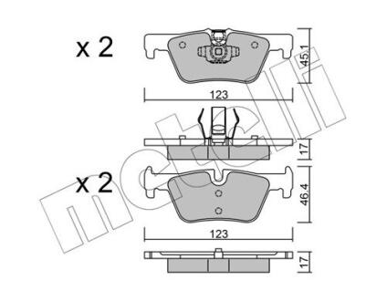 Комплект гальмівних колодок (дискових) METELLI 22-0962-0