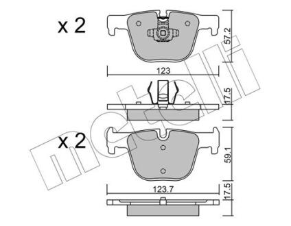 Комплект гальмівних колодок (дискових) METELLI 22-0963-0