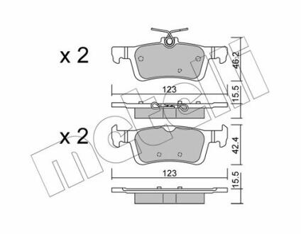 Комплект гальмівних колодок (дискових) METELLI 22-0986-0