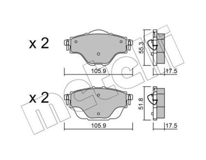 Комплект гальмівних колодок (дискових) METELLI 22-0988-0