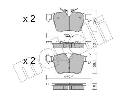 Комплект гальмівних колодок (дискових) METELLI 22-1122-0