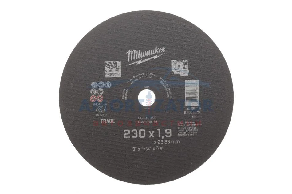Відрізний диск Standard Inox 230x1,9мм MILWAUKEE 4932479579 (фото 1)