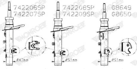 Амортизатор передн прав PEUGEOT 2008 I 1.2-1.6D 03.13- MONROE 742206SP