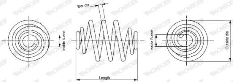 VW пружина задн.посилена! L=279mm T5 03- MONROE SP3411