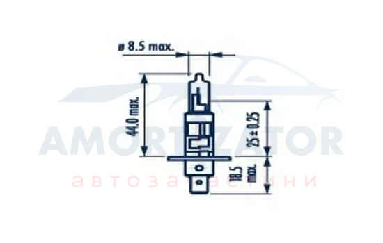 4000 Лампа H1 12V 55W P14,5S (блістер 1 шт.) H1 12V NARVA 48320 (фото 1)
