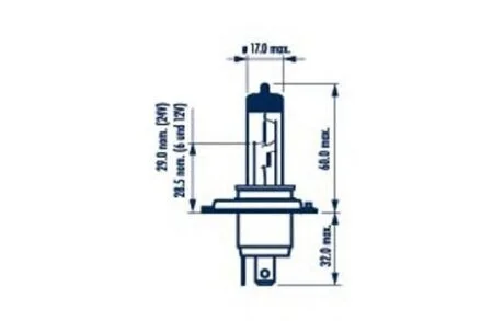 488814000 Лампа H4 12V 60/55W P43T (блістер 1 шт.) H4 12V NARVA 48881