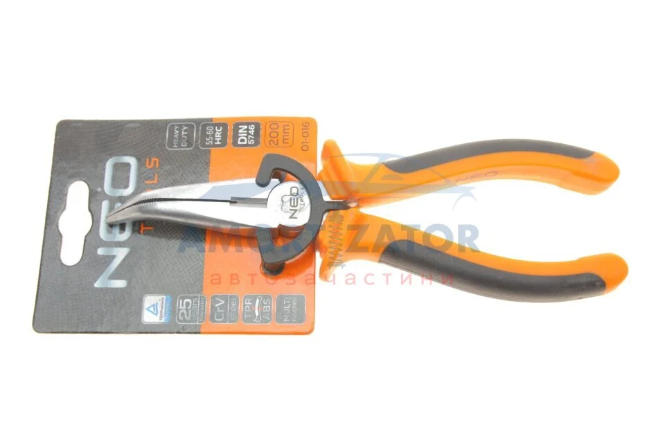 Плоскогубці подовжені вигнуті, 200 мм NEO TOOLS 01016 (фото 1)
