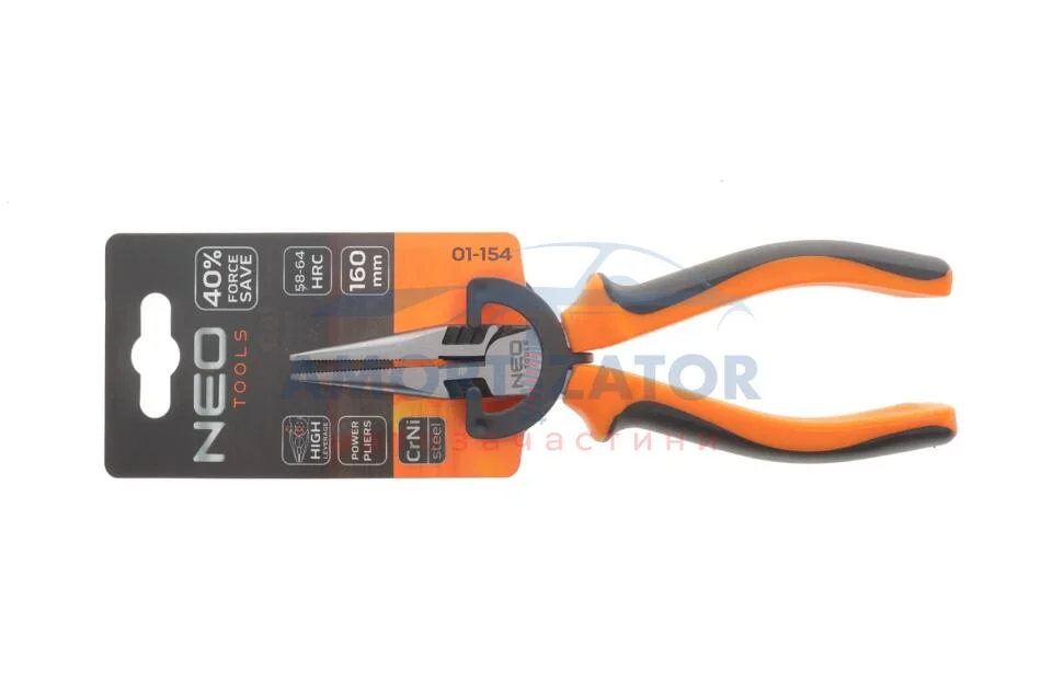 Плоскогубці подовжені прямі, 160 мм NEO TOOLS 01154 (фото 1)