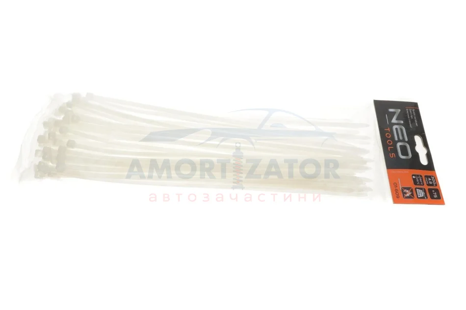 Хомути 4.8 х 300 мм, 75 шт. Білий NEO TOOLS 01609 (фото 1)