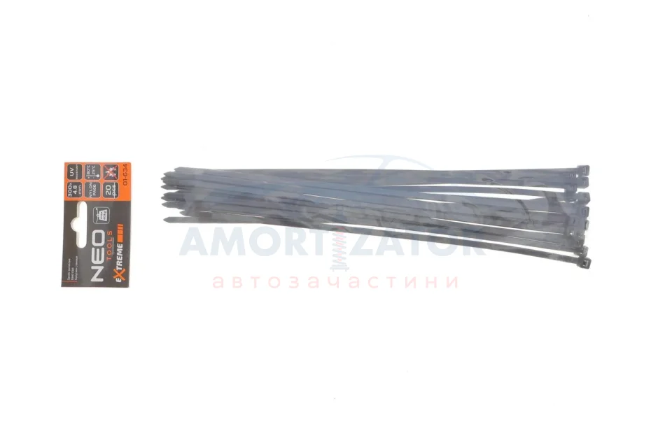 Стяжки кабельні EXTREME 4,8 × 300 мм, чорні, 20 шт. NEO TOOLS 01634 (фото 1)