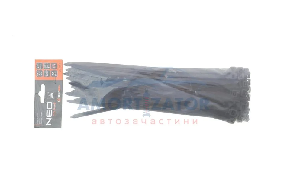 Стяжки кабельні EXTREME 7,6 × 300 мм, чорні, 50 шт. NEO TOOLS 01639 (фото 1)