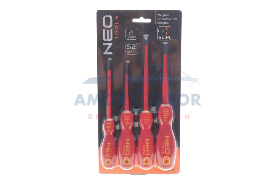 Викрутки 1000 В, набір із 4 штук, тонкі NEO TOOLS 04144 (фото 1)
