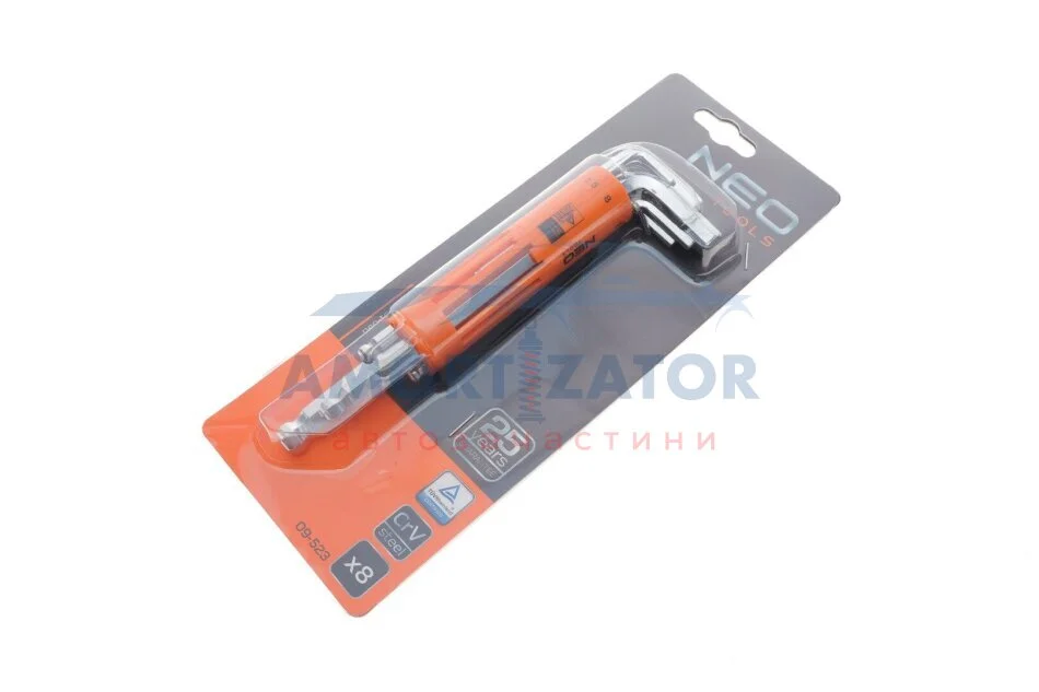Ключі шестигранні, 2-10 мм, набір 8 шт.*1 уп. NEO TOOLS 09523 (фото 1)