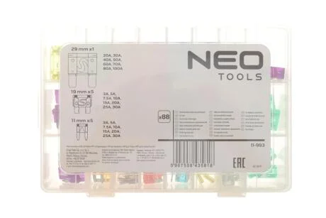 Набір запобіжників автомобільних, набір 88 шт. NEO TOOLS 11993