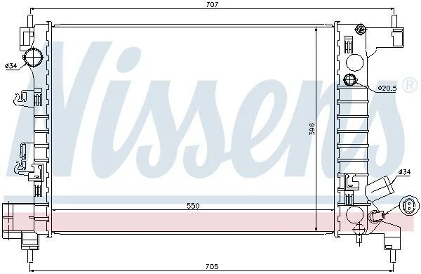 CHEVROLET Радіатор системи охолодження двигуна AVEO 11- NISSENS 61678 (фото 1)