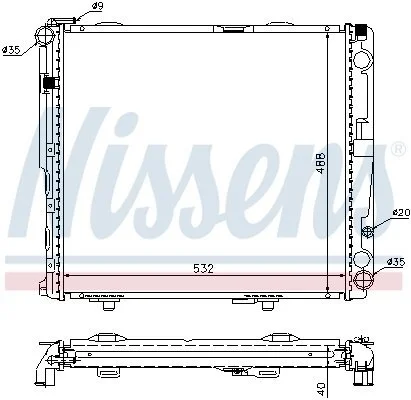 Радіатор охолодження MERCEDES E-CLASS W 124 (84-) (вир-во Nissens) NISSENS 62696A (фото 1)
