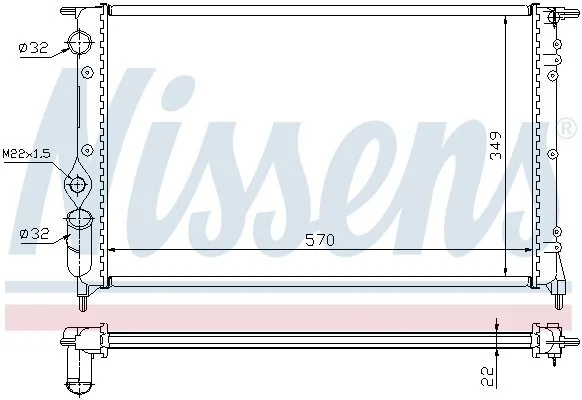 Радіатор охолодження RENAULT R 19 (88-) (вир-во Nissens) NISSENS 63925 (фото 1)