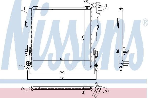 HYUNDAI Радіатор системи охолодження двигуна (механіка) i30 2.0 CRDi 07-, KIA NISSENS 675032 (фото 1)