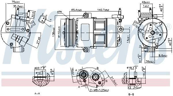 FORD Компресор кондиціонера FOCUS III 2.0 12-, KUGA II 2.5 14- NISSENS 890639 (фото 1)