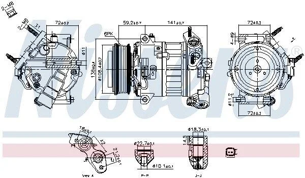 FORD Компресор кондиціонера TRANSIT V363 2.0 16- NISSENS 890796 (фото 1)