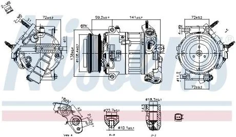 FORD Компресор кондиціонера TRANSIT V363 2.0 16- NISSENS 890796