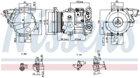 TOYOTA Компресор кондиціонера HIGHLANDER / KLUGER 2.7 08-, VENZA 2.7 08- NISSENS 890876