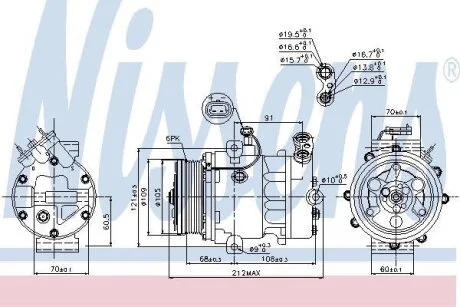OPEL Компресор кондиціонера ASTRA G 98- NISSENS 89095