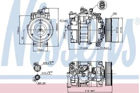 Компресор кондицiонера NISSENS 89210