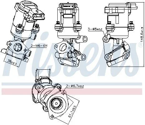 CITROEN Клапан системи рециркуляції ВГ (клапан EGR) C5 III, Land Rover Discovery III, Range Rover Sport, Jaguar, Peugeot 407/607 2.7HDI NISSENS 98237 (фото 1)