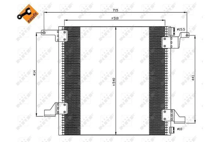 Конденсатор кондиціонера MERCEDES ML-Series 2.7D 98- (вир-во) NRF 35526 (фото 1)