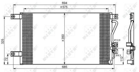 Конденсатор кондиціонера MITSUBISHI L200 2.5D 97- NRF 35756