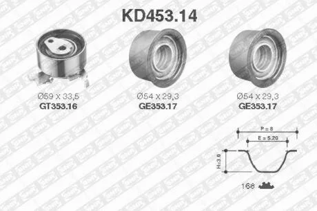 Комплект ГРМ (ремінь + ролик) NTN SNR KD453.14