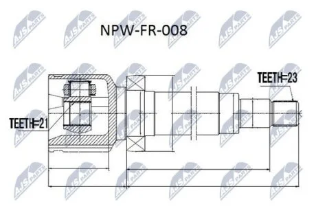 Комплект шарніру приводного валу внутр. правий FORD FOCUS I (вир-во) NTY NPWFR008
