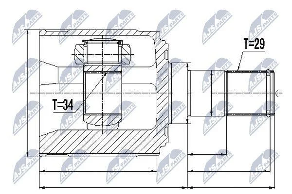 Комплект шарніру приводного валу внутр. лівий HONDA (вир-во) NTY NPWHD018 (фото 1)