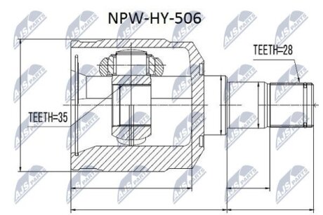 Комплект шарніру приводного валу внутр. лівий HYUNDAI SANTA FE NTY NPW-HY-506