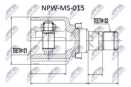 Комплект шарніру приводного валу внутр. MITSUBISHI COLT, SMART FORFOUR NTY NPW-MS-015