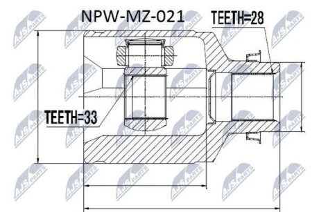 Комплект шарніру приводного валу внутр. правий MAZDA 6 (вир-во) NTY NPWMZ021
