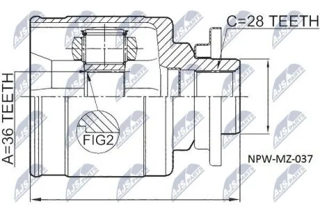 ШРКШ внутр. лівий FORD RANGER (ET), MAZDA BT-50 NTY NPWMZ037