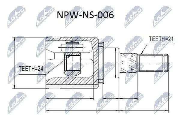 ШРКШ внутр. задній NISSAN MURANO, QASHQAI, X-TRAIL, RENAULT KADJAR, KOLEOS (вир-во) NTY NPWNS006 (фото 1)