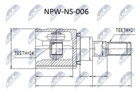 ШРКШ внутр. задній NISSAN MURANO, QASHQAI, X-TRAIL, RENAULT KADJAR, KOLEOS NTY NPW-NS-006
