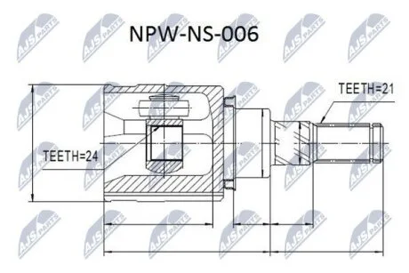 ШРКШ внутр. задній NISSAN MURANO, QASHQAI, X-TRAIL, RENAULT KADJAR, KOLEOS (вир-во) NTY NPWNS006