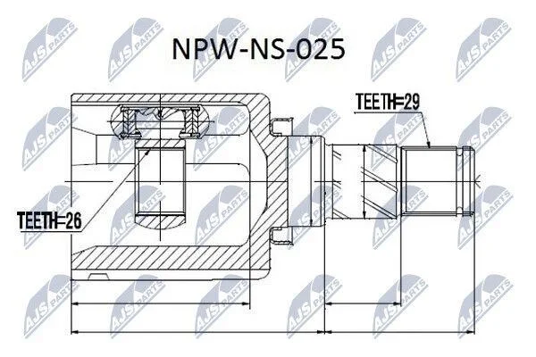 ШРКШ внутрішній лівий NISSAN X-TRAIL (вир-во) NTY NPWNS025 (фото 1)
