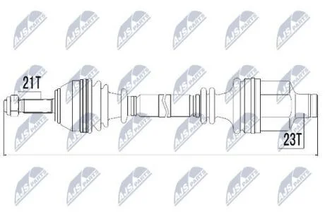 Піввісь права (на шплінт) Renault Clio II 1.1/1.2/16V/1.4/16V/1.5dCi/1.6/1.9D/dTi 98-, Kangoo 1.2/16V/1.4/1.5dCi/1.6 16V/1.9D/dTi 98- L:754/A:21/K:23/ABS:26 NTY NPWRE014