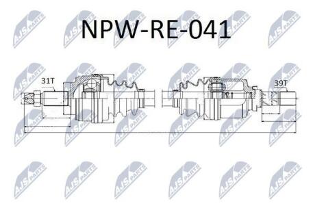 Піввісь ліва Renault Master 2.3dCi 10- (L:743/A:31/D:39) NTY NPW-RE-041