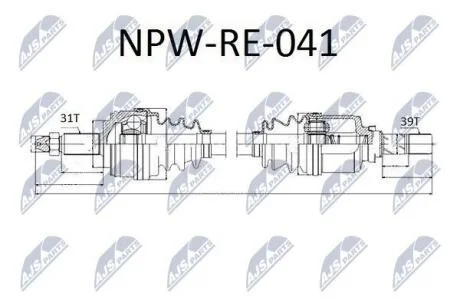 Піввісь ліва Renault Master 2.3dCi 10- (L:743/A:31/D:39) NTY NPWRE041