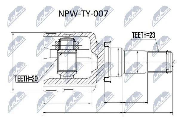 Внутрішній шрус volvo xc60 2.0t 20082013 атм powershift mps6, 36011453 NTY NPWTY007 (фото 1)