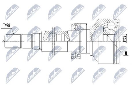 Внутрішній шрус vw passat b6 05 tiguan 07, 3c0498103a NTY NPWVV096