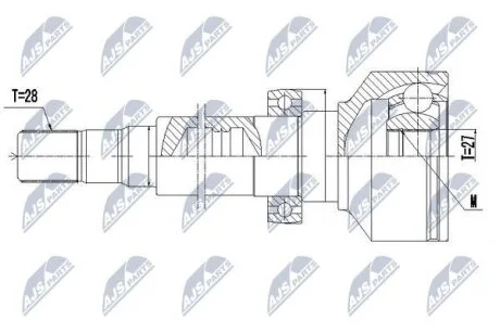 Внутрішній шрус vw passat b6 05 tiguan 07, 3c0498103a NTY NPWVV096