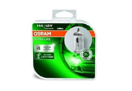 Лампа (Набір 2шт) H4 12В 60/55Вт P43T в 4 рази довший термін служби Ultra Life OSRAM 64193ULTHCB
