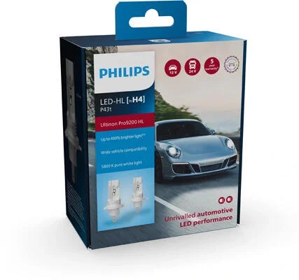 Лампа світлодіодна LED H4 12/24V Ultinon Pro9200 +400% 18W 5800K (комплект) (вир-во Philips) PHILIPS 11342U92X2 (фото 1)